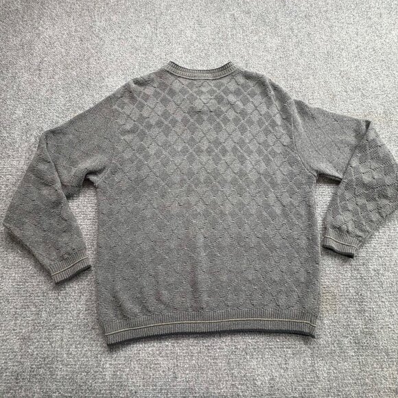 VTG Bill Blass Sweater Mens Grey L Embroidered Golf Bag V-Neck Pullover Knit USA - Picture 7 of 12